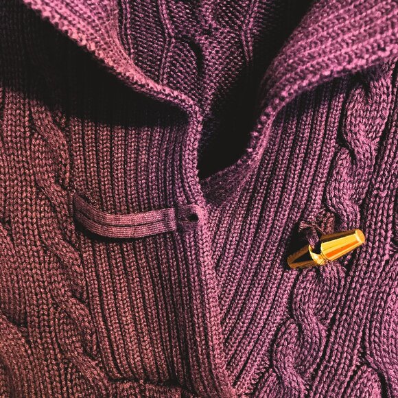 Women's XL Chaps Eggplant Cable-knit Sweater - Picture 4 of 6